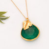 Green Onyx with Leaf Charm Necklace