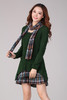 Winter Explosion Models Women's Slim Fit Hollow Plaid Sweater Dress Free Muffler