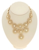Комплект "Солнечные блики" от Arrina: ожерелье, браслет, серьги, кольцо. Филигрань, прозрачные кристаллы, бижутерный сплав золот
