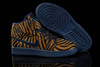 "Zebra Stripe" Big Kids Phat Sneaker: Black & Dark Blue & Brown Nike Jordan 1