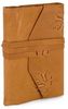 Cognac Embossed Leaf Soft Italian Leather Lined Wrap Journal