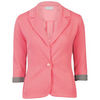 Love Sole Women's Fitted Contrast Striped Cuff Blazer - Coral