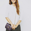 ASOS Ostrich Cross Body Bag With Scallop Flap Purple