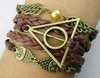 Handmade Vintage Owls for Harry Potter Deathly Hollows Wings Leather Bracelet