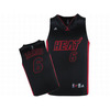 NBA Heat James #6 Black Adidas Jersey Red Number