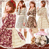 Sweet pom-poms ♪ back tiered floral knit princess one piece