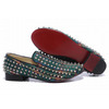 Tartan Green Christian Louboutin Rollerboy Spikes Mens Red Sole Flat Shoes