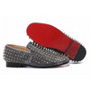 Grey Denim Christian Louboutin Rollerboy Spikes Men Red Sole Flats Shoes