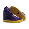 Women Purple and Yellow Supra Tk Society High Tops - Suede/Leather