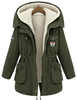 Army Green Hooded Long Sleeve Pockets Two Pieces Coat