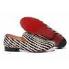 Christian Louboutin Rollerboy Flat Spikes Black White Cloth Stripe Mens Flat Shoes