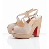 Red Bottom Christian Louboutin Rozeppa 140mm Suede And Glitter Sandals Beige