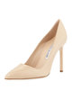 Manolo Blahnik BB Leather Point-Toe Pump, Beige