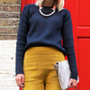 navy sweater/top