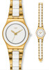 Часы Swatch YLG122G irony medium YELLOW PEARL только черные с золотом и стразинками на циферблате