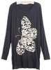 Black Long Sleeve Butterfly Print Loose T-Shirt