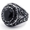 Black Onyx Silver Black Tone Men Ring