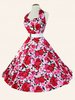 1950s Halterneck Wild Rose Cerise Dress