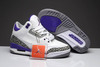 Air Jordan 3 Leather Women Size Shoes with Purple and White Grey Cement