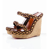 Brown Christian Louboutin Cadena Tresse 140mm Wedges Red Sole Shoes