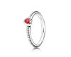 Кольцо из серебра с сердцем с красным синтетическим рубином