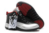 Jordan Retro 12 Black & "Metallic Silver" & Varsity Red Leather NBA Shoes