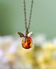 Bee Necklace. Honey Drop and Honey Bee Necklace. Pear Shaped Swarovski Golden