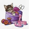 Котенок в шкатулке для шитья (Sewing basket kitten)