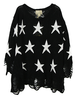 Black Distressed Star Sweater