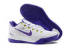Mens Low-Cut Kobe IX 9 EM "Home" White/Court Purple/Yellow Basketball Shoes