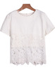 White Short Sleeve Lace Chiffon Blouse - Sheinside.com