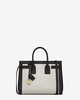 SAINT LAURENT CLASSIC SMALL SAC DE JOUR BAG IN DOVE WHITE AND BLACK LEATHER