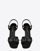 SAINT LAURENT BIANCA 105 STUDDED BOW SANDAL IN BLACK LEATHER AND CRYSTAL STUDS
