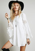 White Long Sleeve With Lace Dress - Sheinside.com