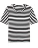 White Striped Short Sleeve Slim T-shirt - Sheinside.com