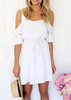 White Off The Shoulder Embroidered Lace-up Pleated Dress - Sheinside.com