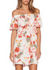 White Off The Shoulder Floral Print Dress 　 - Sheinside.com