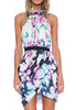 Multicolor Halter Neck Backless Ink Print Bodycon Dress - Sheinside.com