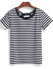 Black Short Sleeve Lace Striped T-Shirt - Sheinside.com