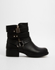 New Look | New Look Dexter Metal Flat Biker Boots at ASOS