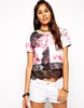 ASOS | ASOS Premium T-Shirt in Floral with Lace Hem at ASOS