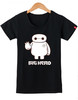 Black Round Neck Baymax Print T-Shirt - Sheinside.com