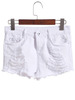 White Button Ripped Denim Shorts - Sheinside.com