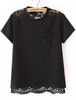 Black Short Sleeve Hollow Lace T-Shirt - Sheinside.com