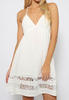 White Spaghetti Strap Peplum Hem Loose Dress - Sheinside.com