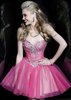 2015 Hot Pink Strapless Beaded Lace A Line Sherri Hill 21156 Short Prom Dress