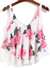 White Strap Floral Loose Vest - Sheinside.com