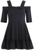 Black Strap Off the Shoulder Ruffle Dress - Sheinside.com