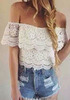 White Off the Shoulder Ruffle Lace Blouse - Sheinside.com