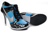 Womens Nike Dunk Heels Low Shoes With Black Blue Silver Colorway